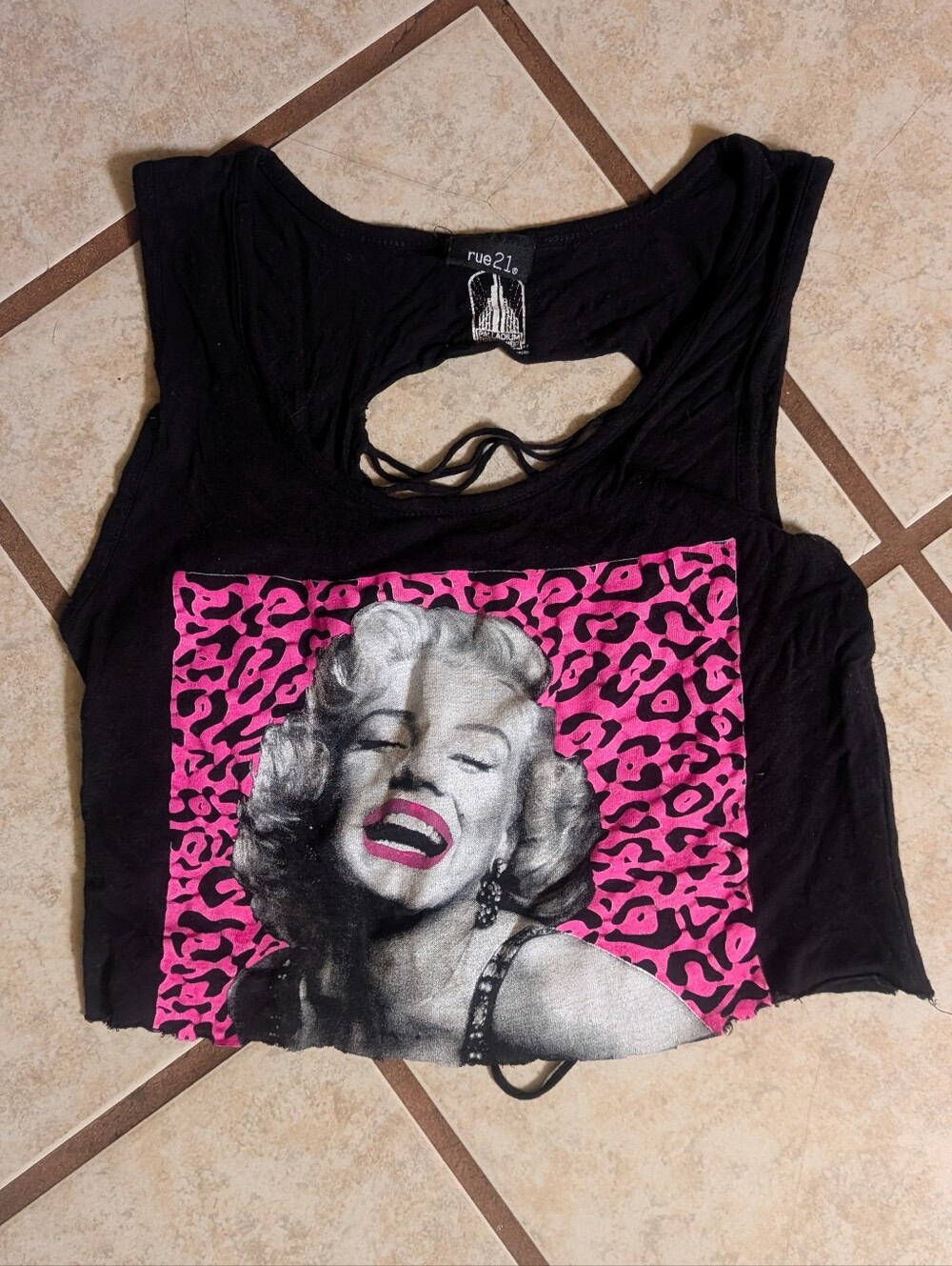 Black Tee with Pink Leopard Marilyn Graphic